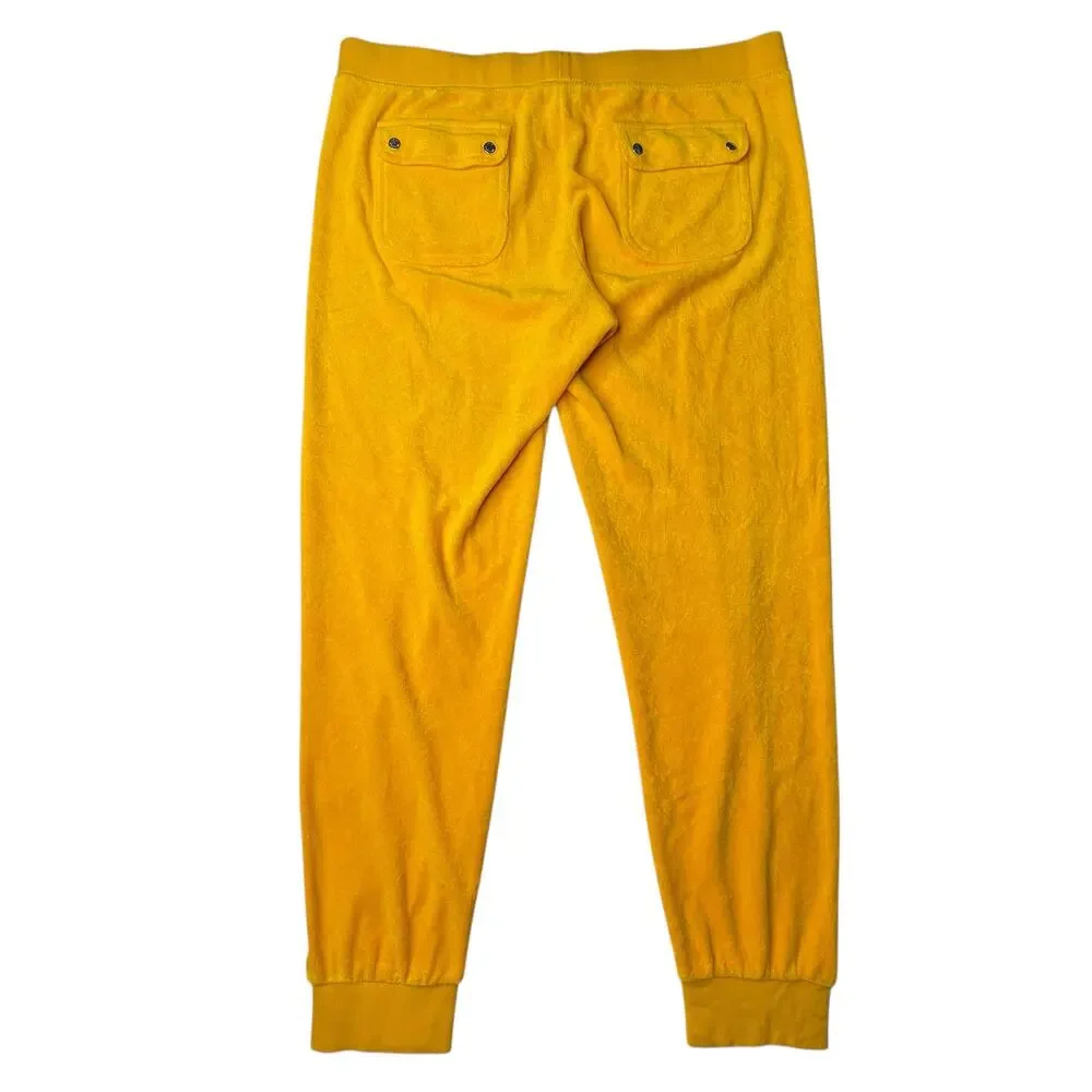 Vintage Y2K Juicy Couture sequin french terry hoodie track pant set L yellow - Picture 10 of 16